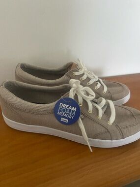 Keds Women’s Taupe Canvas Lace-Up Sneakers